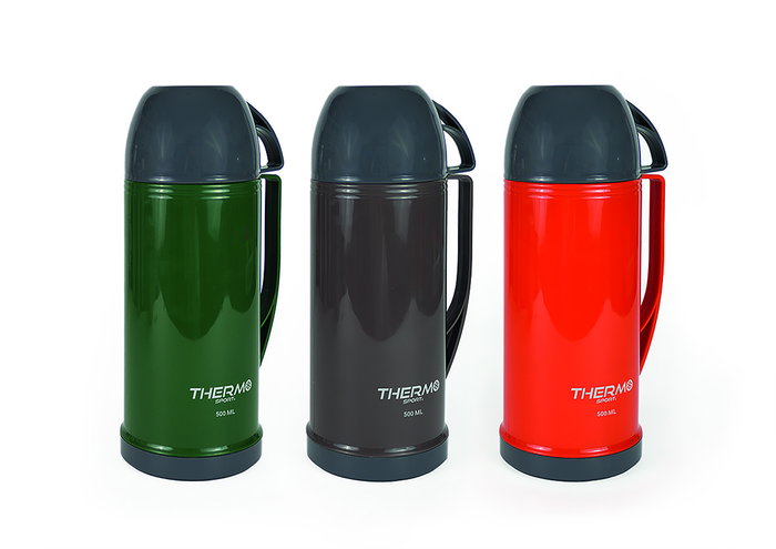 Thermosport Termo Plastico con Taza 0,50L Gris/Blanco/Ocre (12 Unidades)