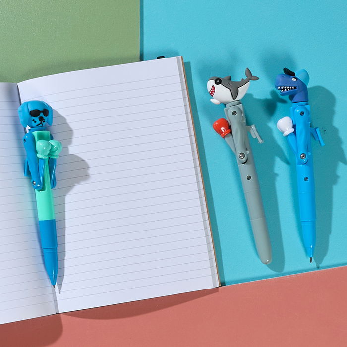 The Concept Factory Bolígrafo Animal Boxeo My Funny Papet Perro Tiburón Dinosaurio Brazos Móviles