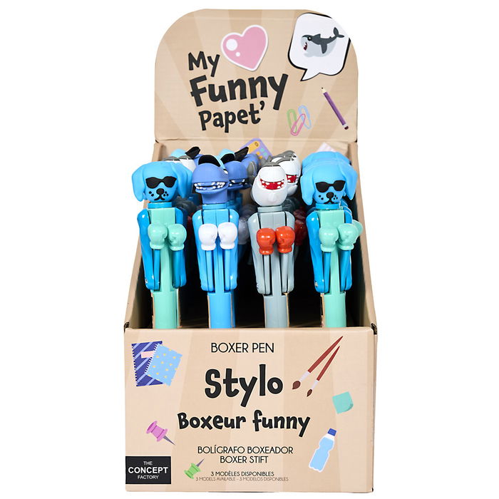 The Concept Factory Bolígrafo Animal Boxeo My Funny Papet Perro Tiburón Dinosaurio Brazos Móviles