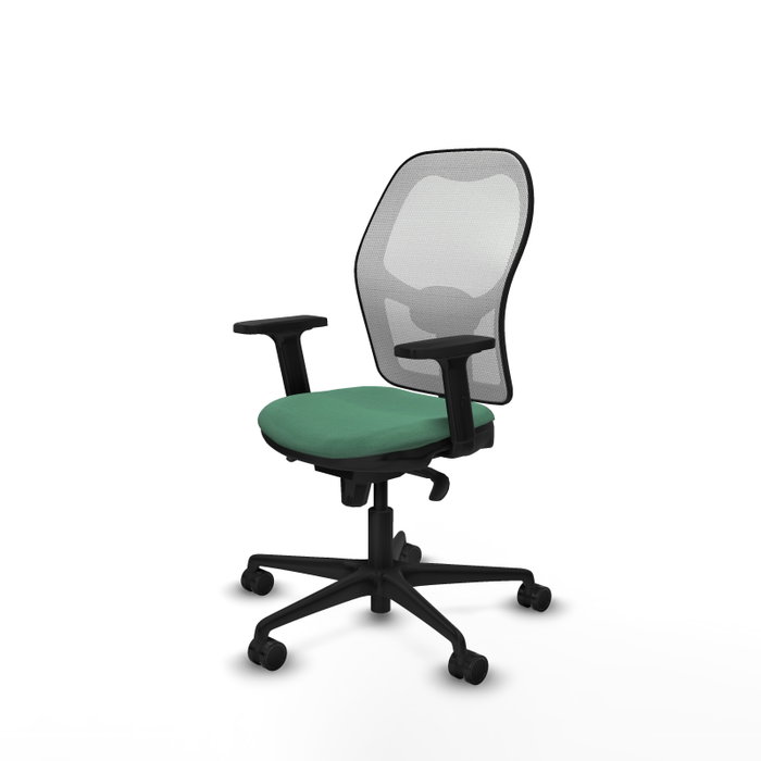 PIQUERAS Y CRESPO Silla de oficina Jorquera con mecanismo Sincro, Tela Verde esmeralda y Malla Blanca