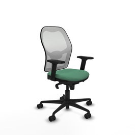 PIQUERAS Y CRESPO Silla de oficina Jorquera con mecanismo Sincro, Tela Verde esmeralda y Malla Blanca