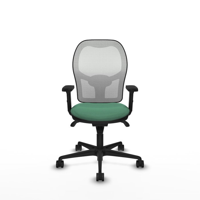PIQUERAS Y CRESPO Silla de oficina Jorquera con mecanismo Sincro, Tela Verde esmeralda y Malla Blanca