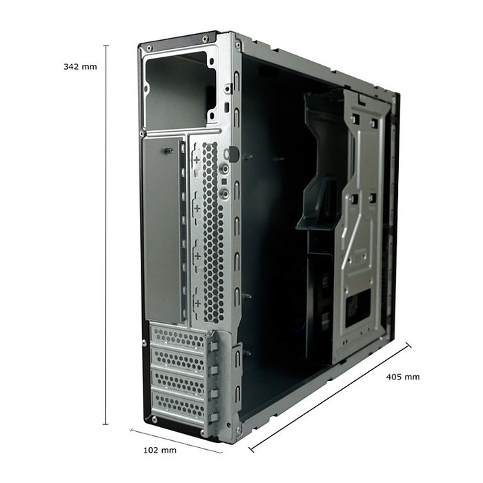 LC-Power LC-1406MB-TFX-ON Caja Micro Torre PC Gaming, Negro, Compatible con micro ATX/Mini-ITX, 1 Bahía 3.5'', 3 Bahías 2.5'', 4 Ranuras de Expansión, sin Fuente