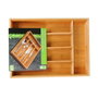 5Five Organizador de cubiertos extensible de bambú con 6 compartimentos, bandeja para cubiertos, 35 x 25-39.2 x 4.5 cm