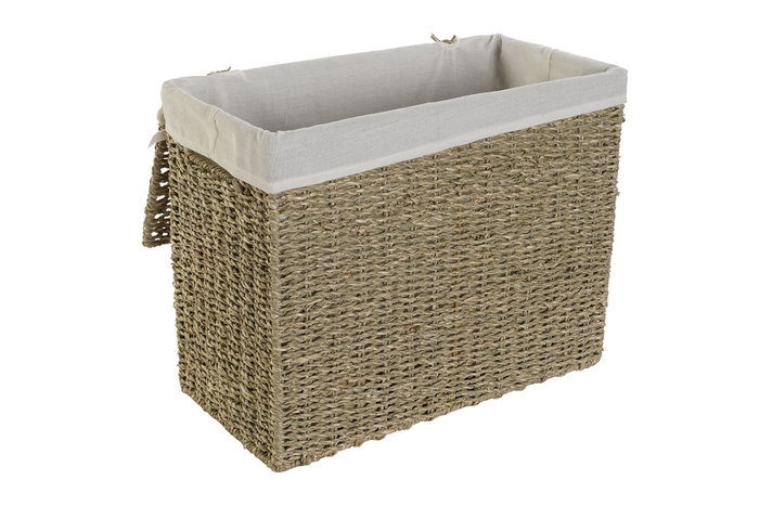 DKD Home Decor Set de 2 Cestas para la Ropa Seagrass y Lino Natural