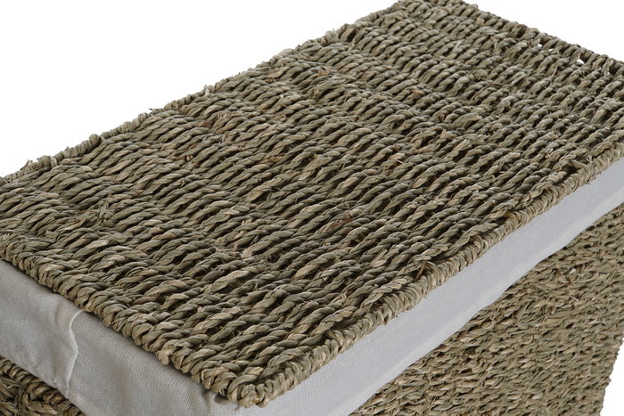 DKD Home Decor Set de 2 Cestas para la Ropa Seagrass y Lino Natural