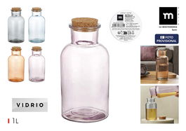 Inde Botella Frasca Boca Ancha Pintada 1L La Mediterran (12 Unidades)