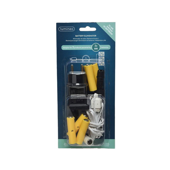 Lumineo Eliminador de Pilas 4,5V para Interior 3xAA Equivalente a 3 Pilas AA Conector para 3 Productos Lumineo Eliminador de Pilas 4,5V para Interior 3xAA Equivalente a 3 Pilas AA Conector para 3 Productos