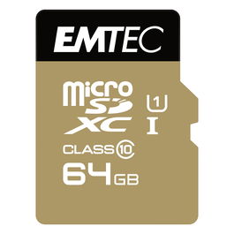 EMTEC m64GB UHS-I U1 EliteGold Tarjeta MicroSDXC de 64GB Clase 10 con Adaptador SD