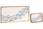 DKD Home Decor Set de 2 Bandejas de Mango con Diseño de Peces, Azul