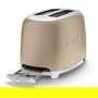 Smeg TSF01CHMEU Tostador 2 Ranuras 950W Champagne, Acero Inoxidable, Función Descongelar/Recalentar, Control Electrónico y Bandeja Extraíble