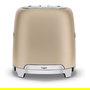Smeg TSF01CHMEU Tostador 2 Ranuras 950W Champagne, Acero Inoxidable, Función Descongelar/Recalentar, Control Electrónico y Bandeja Extraíble