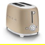 Smeg TSF01CHMEU Tostador 2 Ranuras 950W Champagne, Acero Inoxidable, Función Descongelar/Recalentar, Control Electrónico y Bandeja Extraíble