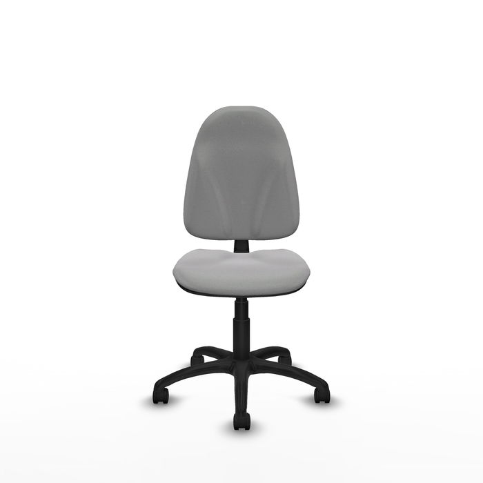 Silla de oficina Algarra con mecanismo Contacto permanente básico tapizada con Tela color Gris claro. Equipada con Base poliamida negra, Sin brazos y Ruedas de nailon 50 mm