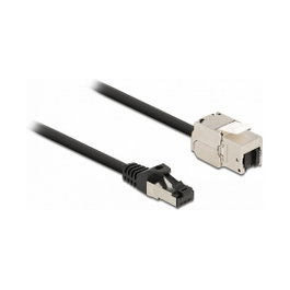 DeLOCK Cable RJ45 macho a Módulo Keystone RJ45 hembra Cat.6A 1 m negro