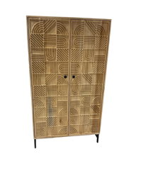 DKD Home Decor Armario Moderno Marron Acacia y Metal 40 x 161 x 90 cm con 2 Puertas y 3 Estanterías