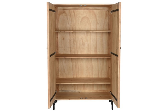 DKD Home Decor Armario Moderno Marron Acacia y Metal 40 x 161 x 90 cm con 2 Puertas y 3 Estanterías