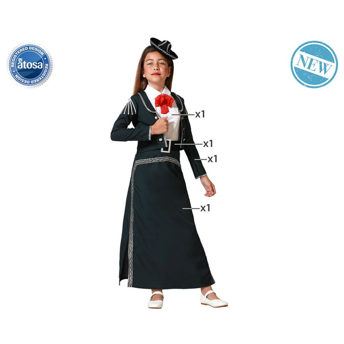 Disfraz de Mariachi Completo Niña 3-4 Años - Negro Disfraz de Mariachi Completo Niña 3-4 Años - Negro