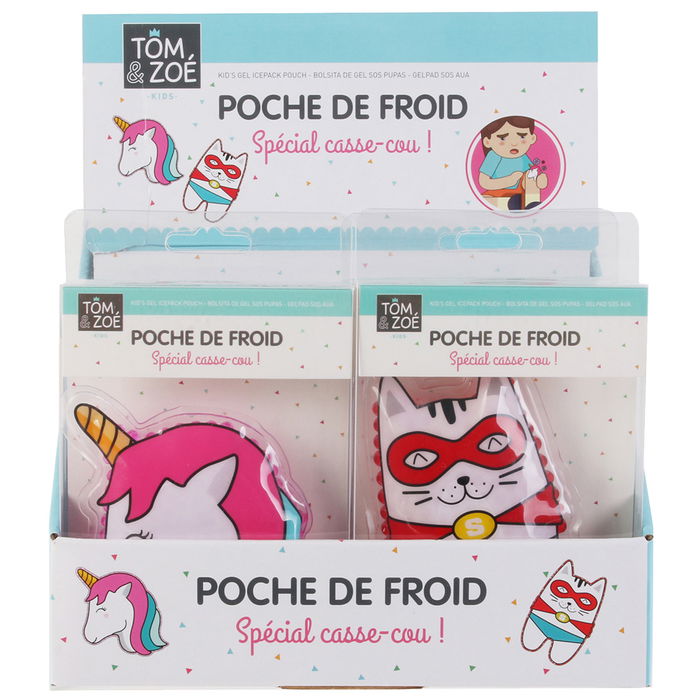 Sensly Bolsa de Hielo-Gel Infantil Unicornio Gato para Alivio de Golpes 9.3x1.5x13 cm