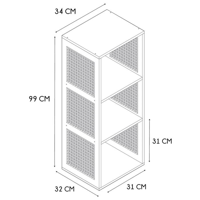 Home Deco Factory Estantería Bali Con 3 Compartimentos