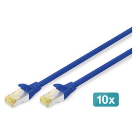 Digitus Cable de Conexión Patch CAT 6A S/FTP, 1 Metro, Azul, Pack de 10 Unidades