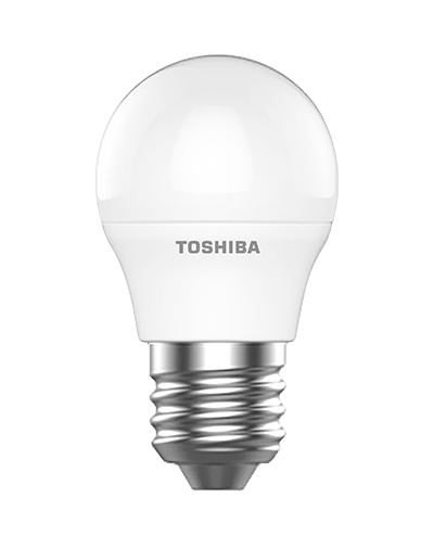 TOSHIBA Bombilla LED G45 E27, 4.7W, Luz Fría 6500K, Blanco, Ahorro Energético