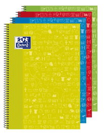 OXFORD Bloc School Asignaturas Sociales Tapa Extradura 80h Cuadriculado 4x4 90g Surtido (Set de 4)