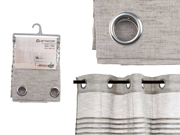 Cortina Rayas Plegadas Gris Oscuro Giftdecor 140 x 260 x 1 cm (Set de 6) Cortina Rayas Plegadas Gris Oscuro Giftdecor 140 x 260 x 1 cm (Set de 6)