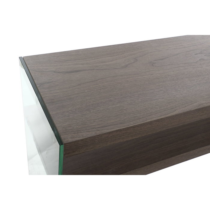 DKD Home Decor Consola de Cristal y MDF en Nogal Marrón DKD Home Decor Consola de Cristal y MDF en Nogal Marrón
