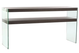 DKD Home Decor Consola de Cristal y MDF en Nogal Marrón