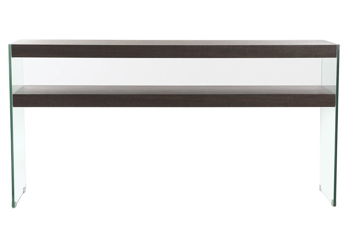 DKD Home Decor Consola Moderno Marrón Transparente Cristal MDF Nogal 45 x 80 x 160 cm