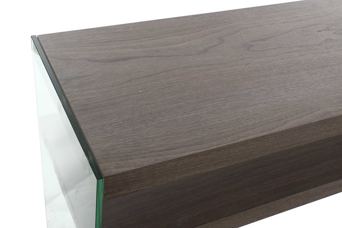 DKD Home Decor Consola de Cristal y MDF en Nogal Marrón