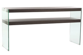 DKD Home Decor Consola Moderno Marrón Transparente Cristal MDF Nogal 45 x 80 x 160 cm