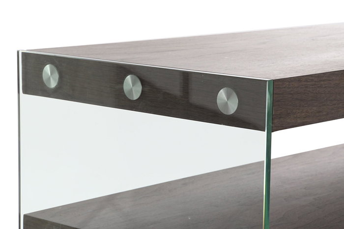 DKD Home Decor Consola Moderno Marrón Transparente Cristal MDF Nogal 45 x 80 x 160 cm