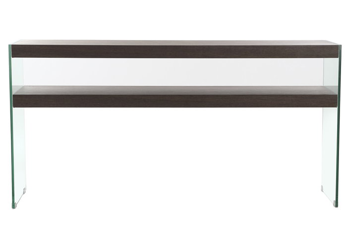 DKD Home Decor Consola de Cristal y MDF en Nogal Marrón