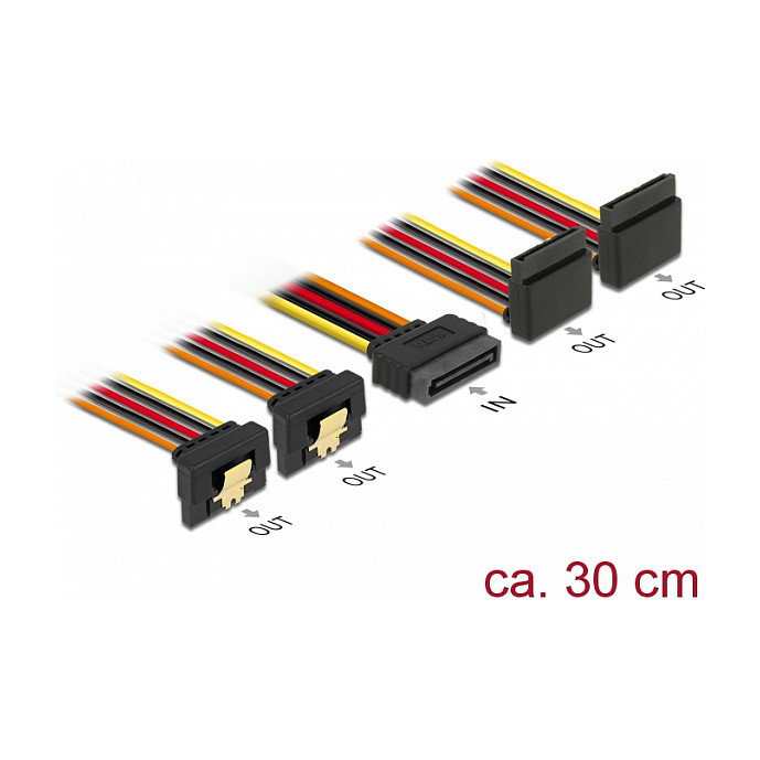 DeLOCK 60154 Cable de alimentación SATA de 15 pines a 4 conectores SATA de 15 pines, 0,3 m DeLOCK 60154 Cable de alimentación SATA de 15 pines a 4 conectores SATA de 15 pines, 0,3 m