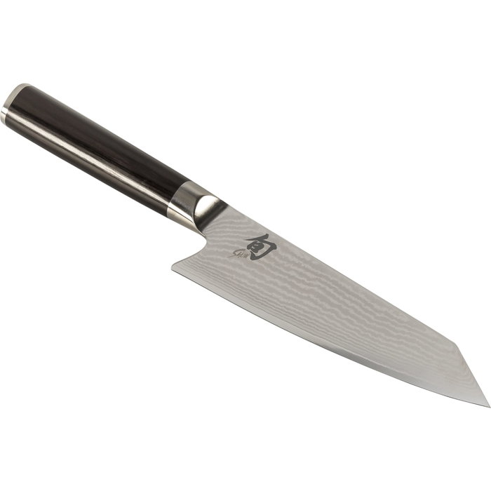 Kai Shun Classic Kiritsuke 15 cm Black/Silver la hoja de doble filo con mango de pakkawood de color negro/plata de 15 cm de longitud de hoja.承諾