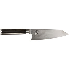 Kai Shun Classic Kiritsuke 15 cm Black/Silver la hoja de doble filo con mango de pakkawood de color negro/plata de 15 cm de longitud de hoja.承諾