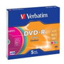 Verbatim DVD-R Colour 4,7GB 16x Pack de 5 en Slim Case