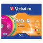 Verbatim DVD-R Colour 4,7GB 16x Pack de 5 en Slim Case