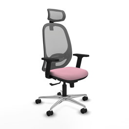 PIQUERAS Y CRESPO Silla de oficina Cilanco Rosa y Gris con Mecanismo Sincro