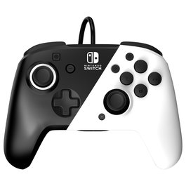 PDP Controller Faceoff Deluxe+ Audio - Mando inalámbrico para Nintendo Switch y Switch OLED, Negro/Blanco