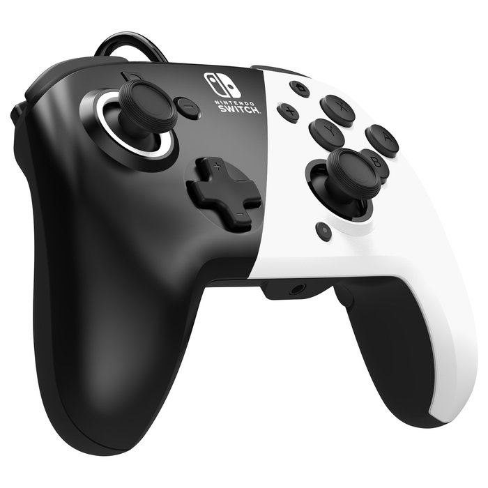 PDP Controller Faceoff Deluxe+ Audio - Mando inalámbrico para Nintendo Switch y Switch OLED, Negro/Blanco