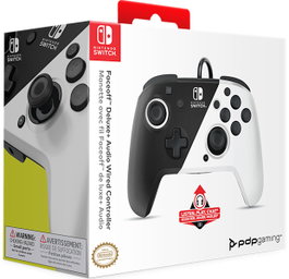 PDP Faceoff Deluxe + Audio Negro/Blanco para Nintendo Switch y OLED