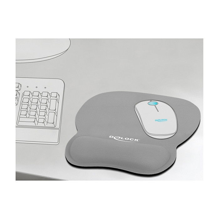 DeLOCK Alfombrilla de Ratón Ergonómica Gris con Reposamuñecas, 245 x 206 mm, para Mayor Comodidad DeLOCK Alfombrilla de Ratón Ergonómica Gris con Reposamuñecas, 245 x 206 mm, para Mayor Comodidad