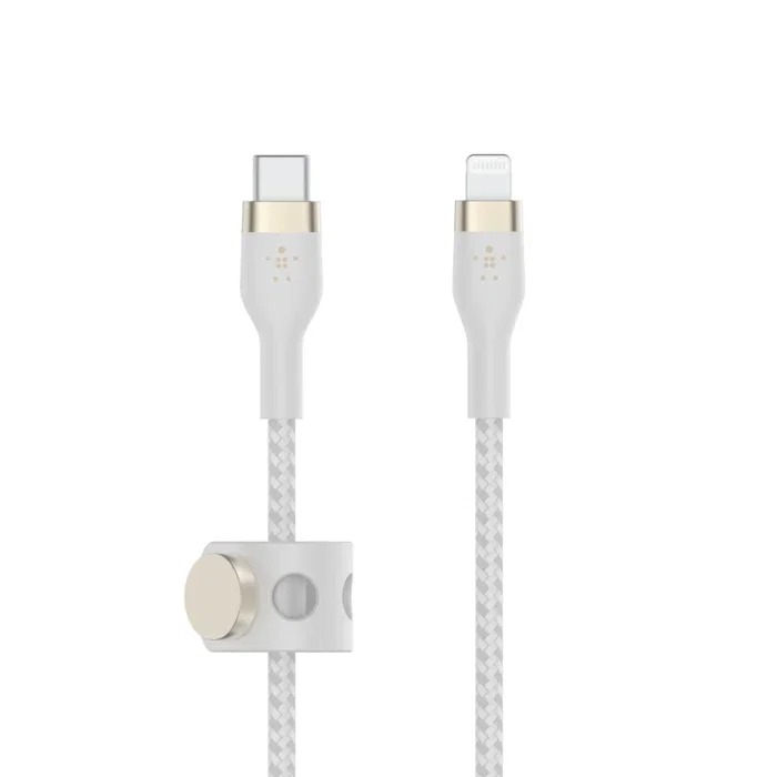 Belkin CAA011BT2MWH - Cable USB-C a Lightning de 2m, trenzado con forro de silicona, color blanco