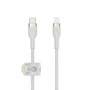 Belkin CAA011BT2MWH - Cable USB-C a Lightning de 2m, trenzado con forro de silicona, color blanco
