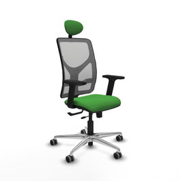 PIQUERAS Y CRESPO Silla de oficina Motilla con mecanismo Sincro/Traslack, Verde y Gris