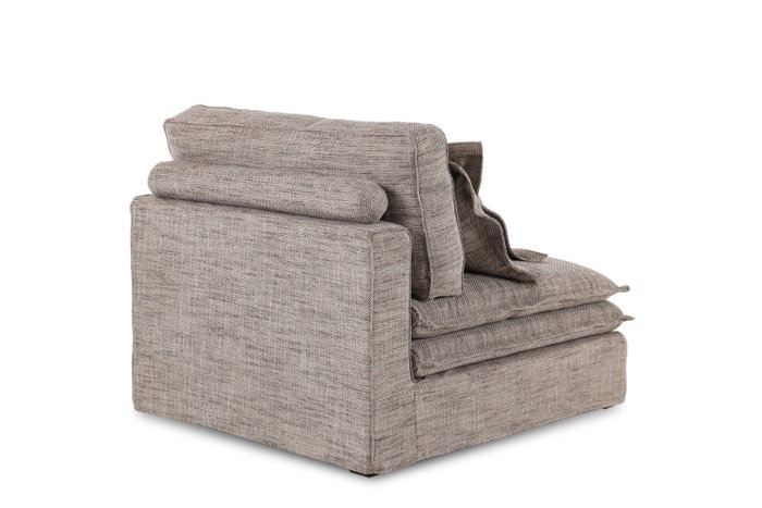 DKD Home Decor Módulo central de sofá en marrón claro con 3 cojines