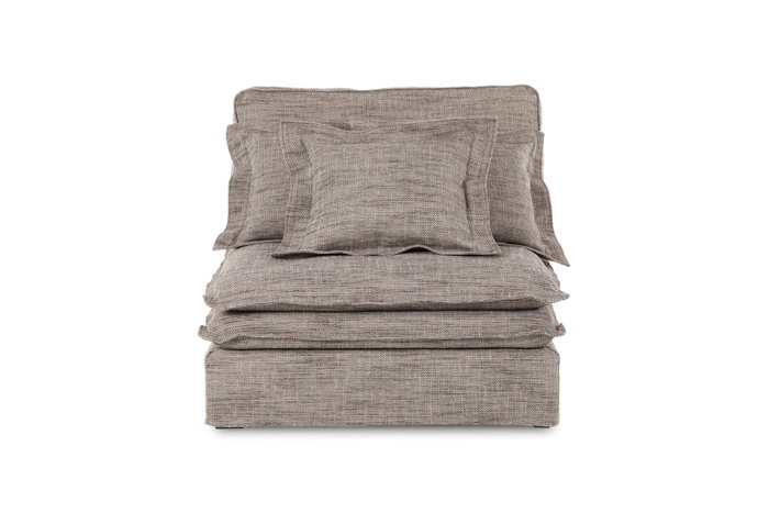DKD Home Decor Módulo central de sofá en marrón claro con 3 cojines